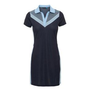 J. Lindeberg Short Sleeve Lana Tx Jaquard Color JL Navy Dress New Without Tags